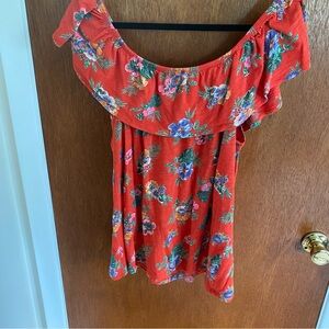 Old Navy Red Floral Off-Shoulder Blouse